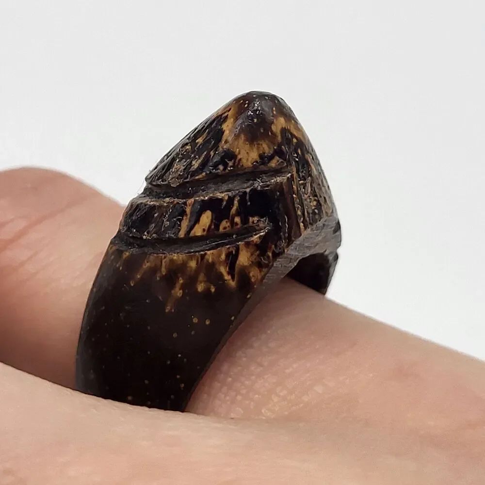 Handcarved Bamboo Ring Sz 6